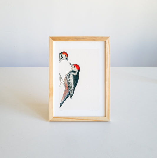 Fine art print KNOCK KNOCK, WHO'S THERE in houten lijst (A5)